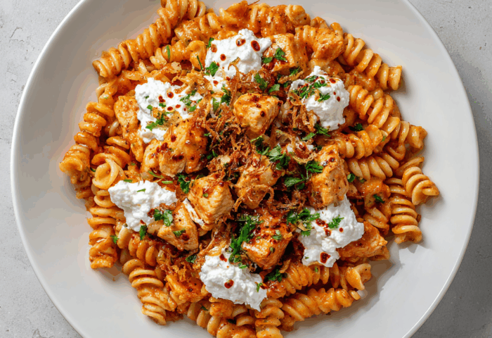 Calabrian Chili Chicken over Radiatori Pasta