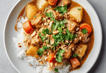 Massaman Tofu Curry and Steamed Rice